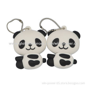 Panda-shaped USB Flash Drives, Good for Decoration, Your PVC Design Welcomed